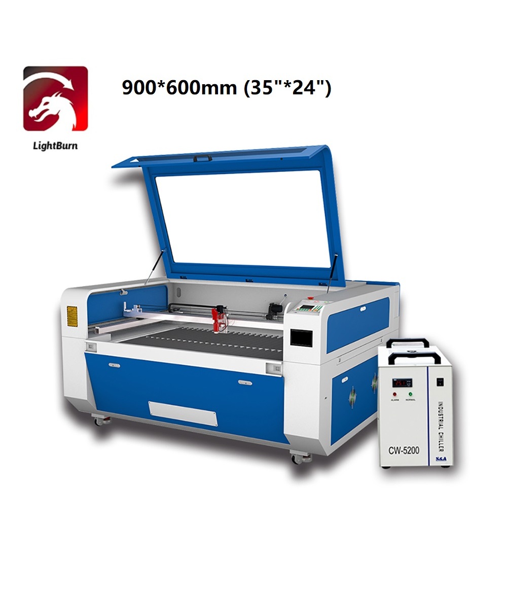 US Stock Lightburn 130W/150W RECI CO2  Laser Cutter Laser Engraver with 900×600mm Workbench and S&A Water Chiller